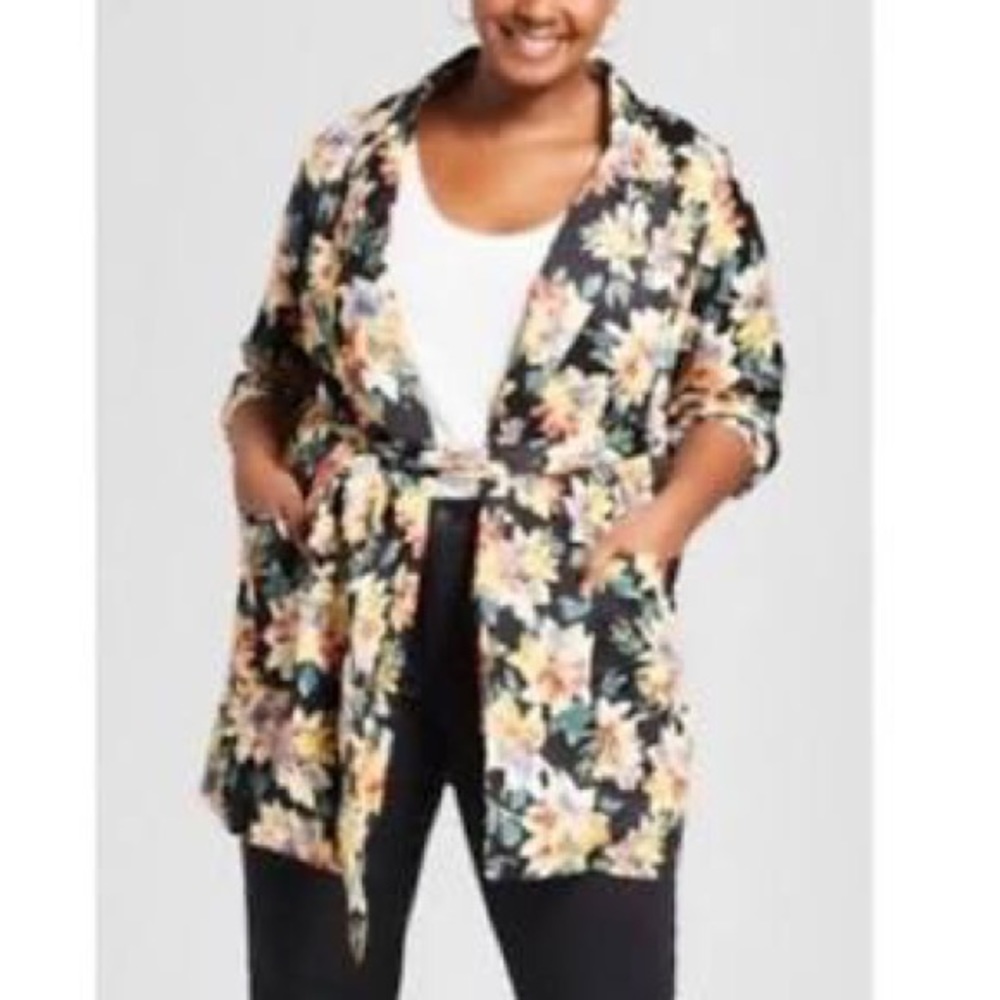 Ava & Vic Black Floral Blazer 2X